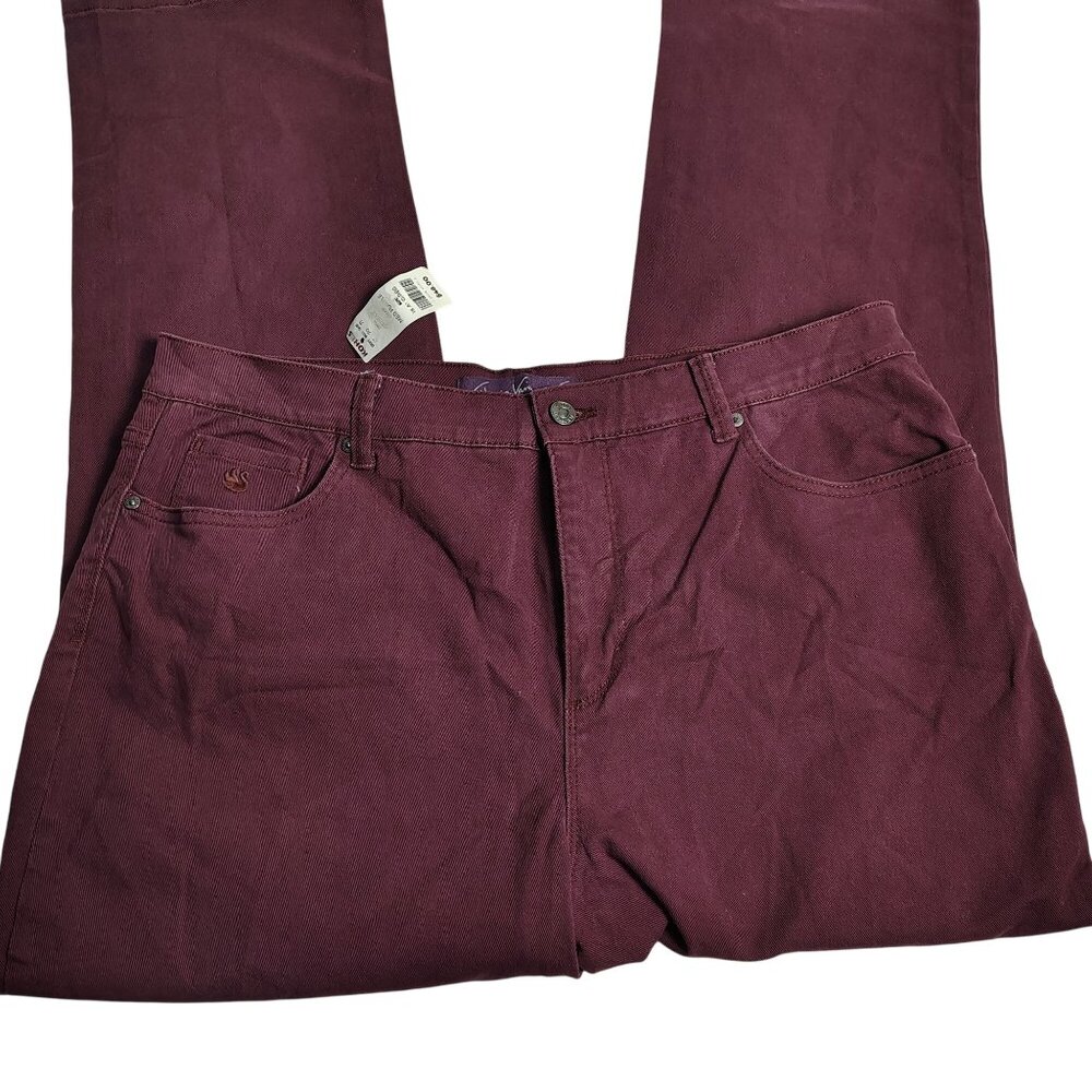 Gloria Vanderbilt Womens 18 Burgundy Cotton Blend High Rise Slim Fit Amanda Jean